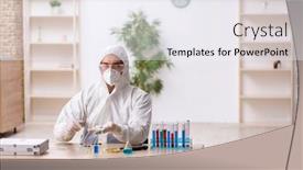  Presentation with vaccination - Presentation consisting of young-male-chemist-in-vaccination background and a sky blue colored foreground