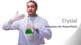  Presentation with chemist - Slide set featuring young male chemist isolated on white background and a white colored foreground