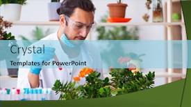  Presentation with chemist - Audience pleasing slides consisting of young-male-chemist-perfumer-working backdrop and a light blue colored foreground