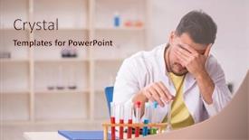  Presentation with lab - Presentation theme having young-male-chemist-sitting background and a soft green colored foreground