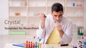  Presentation with computer lab science classroom - Slide set with young-male-chemist-sitting background and a lemonade colored foreground