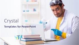  Presentation with chemist - Colorful slides enhanced with young-male-chemist-student-preparing backdrop and a sky blue colored foreground
