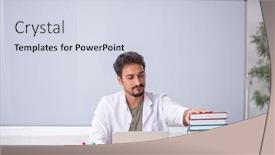  Presentation with chemist - PPT theme consisting of young-male-chemist-teacher background and a sky blue colored foreground