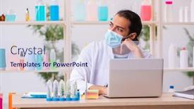  Presentation with soap - Amazing slide deck having young-male-chemist-testing-soap backdrop and a sky blue colored foreground