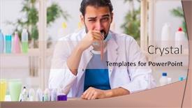  Presentation with testing - Audience pleasing slide deck consisting of young-male-chemist-testing-soap backdrop and a soft green colored foreground