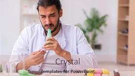  Presentation with soap chemistry - Colorful PPT layouts enhanced with young-male-chemist-testing-soap backdrop and a coral colored foreground