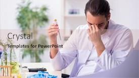  Presentation with chemist - Theme with young-male-chemist-working background and a coral colored foreground