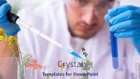  Presentation with lab - Cool new presentation with young-male-chemist-working backdrop and a sky blue colored foreground