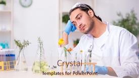  Presentation with chemist - PPT layouts with young-male-chemist-working background and a lemonade colored foreground