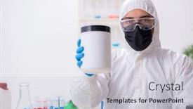  Presentation with medicine - Presentation with young-male-chemist-working background and a light gray colored foreground