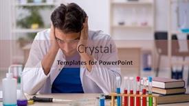  Presentation with chemist - Presentation featuring young-male-chemist-working background and a coral colored foreground