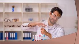  Presentation with chemist - Presentation consisting of young-male-chemist-working background and a coral colored foreground