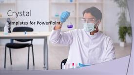  Presentation with chemist - Presentation theme enhanced with young-male-chemist-working background and a sky blue colored foreground