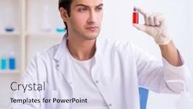  Presentation with chemist - Presentation with young-male-chemist-working background and a sky blue colored foreground