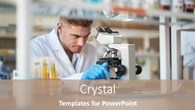  Presentation with chemistry - Colorful slides enhanced with young-male-chemistry-student-adjusts backdrop and a coral colored foreground