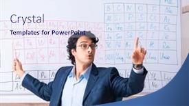  Presentation with table chemistry - Presentation design enhanced with young-male-chemistry-teacher and a sky blue colored foreground