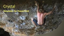  Presentation with rock climber - PPT theme enhanced with young-male-climber-does-bouldering background and a wine colored foreground