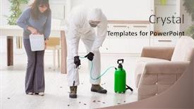  Presentation with pest control - Amazing presentation theme having young-male-contractor-and-female backdrop and a soft green colored foreground
