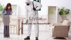  Presentation with pest control - Presentation design having young-male-contractor-and-female background and a soft green colored foreground