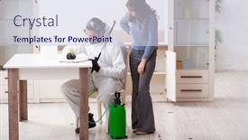  Presentation with pest control - Cool new presentation with young-male-contractor-and-female backdrop and a sky blue colored foreground