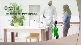  Presentation with pest control - Slide set featuring young-male-contractor-and-female background and a mint green colored foreground