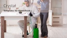  Presentation with pest - PPT theme enhanced with young-male-contractor-and-female background and a soft green colored foreground