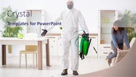  Presentation with pest control - Amazing presentation design having young-male-contractor-and-female backdrop and a sky blue colored foreground