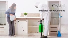  Presentation with pest control - Slide deck consisting of young-male-contractor-and-female background and a sky blue colored foreground