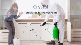  Presentation with pest control - Slide set featuring young-male-contractor-and-female background and a sky blue colored foreground