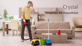  Presentation with contractor - Presentation with young-male-contractor-cleaning background and a soft green colored foreground