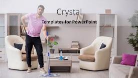  Presentation with contractor - Slide deck consisting of young-male-contractor-cleaning background and a white colored foreground