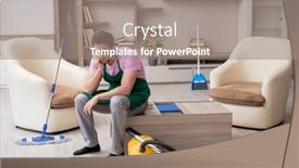  Presentation with contractor - Presentation theme featuring young-male-contractor-cleaning background and a  colored foreground