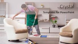  Presentation with contractor - Slides featuring young-male-contractor-cleaning background and a light gray colored foreground