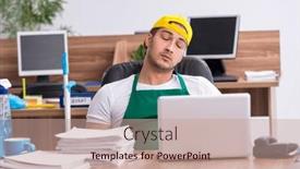  Presentation with office cleaning - PPT layouts with young-male-contractor-cleaning background and a  colored foreground