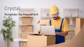  Presentation with contractor - Slide deck with young-male-contractor-doing-home background and a sky blue colored foreground