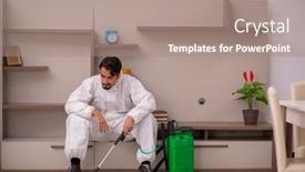  Presentation with pest control - Presentation consisting of young-male-contractor-doing-pest background and a coral colored foreground