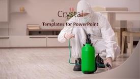  Presentation with contractor - Slide set having young-male-contractor-doing-pest background and a coral colored foreground