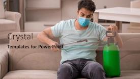  Presentation with pest control - Presentation design having young-male-contractor-doing-pest background and a coral colored foreground