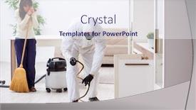  Presentation with contractor - Beautiful presentation theme featuring young-male-contractor-exterminating-snakes backdrop and a sky blue colored foreground