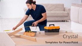  Presentation with furniture - Amazing theme having young-male-contractor-installing-furniture backdrop and a coral colored foreground