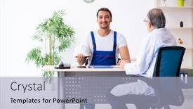  Presentation with old young - Slide deck featuring young-male-contractor-visiting-old background and a light blue colored foreground