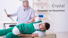  Presentation with old young - Slide deck consisting of young-male-contractor-visiting-old background and a sky blue colored foreground