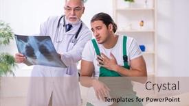  Presentation with old young - PPT theme consisting of young-male-contractor-visiting-old background and a coral colored foreground