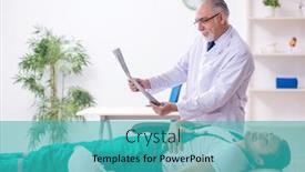  Presentation with old young - Beautiful presentation featuring young-male-contractor-visiting-old backdrop and a teal colored foreground