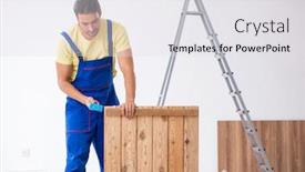  Presentation with contractor - Colorful slide set enhanced with young-male-contractor-working-indoors backdrop and a white colored foreground