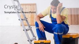  Presentation with contractor - Slides featuring young-male-contractor-working-indoors background and a sky blue colored foreground