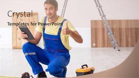  Presentation with contractor - Beautiful slides featuring young-male-contractor-working-indoors backdrop and a lemonade colored foreground