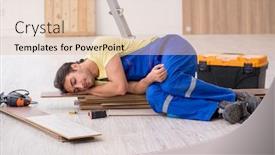  Presentation with contractor - PPT layouts featuring young-male-contractor-working-indoors background and a lemonade colored foreground