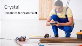  Presentation with contractor - Amazing theme having young-male-contractor-working-indoors backdrop and a sky blue colored foreground