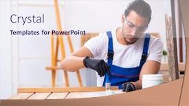  Presentation with contractor - Beautiful slides featuring young-male-contractor-working backdrop and a sky blue colored foreground